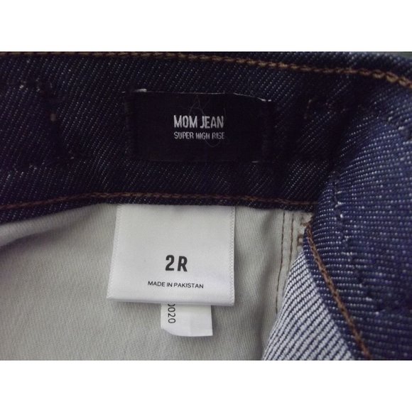 Express Mom Jeans Womens Size 2 x 26"Inseam Crop Super High Rise dark blue wash - Picture 5 of 10